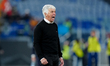 Gian Piero Gasperini Head Coach of AS Roma yells during the serie Serie A Enilive match be...