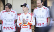 Liam Lawson and Peter Bayer of the Visa Cash App RB F1 Team are seen ahead of the Japanese...