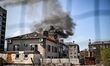A fire burns in an office building in Zaporizhzhia, Ukraine, on April 13, 2026. The incide...
