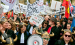 Lawyers participate in a demonstration against the ''SURE'' (Useful, Fast and Effective Se...