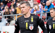 Referee Karol Arys officiates the game between KS Cracovia and Arka Gdynia in Krakow, Pola...