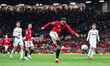 Matheus Cunha of Manchester United shoots on goal during the Premier League match between...