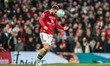 Luke Shaw of Manchester United controls the ball during the Premier League match between M...