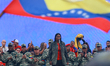 Delcy Rodriguez, acting president of Venezuela, participates in a march to commemorate Nat...
