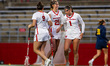 Caroline Ling, Hilary Elsner, and Kate Theofield of the Rutgers Scarlet Knights are presen...
