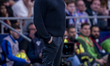 Hansi Flick, head coach of FC Barcelona, gives instructions to his players during the LaLi...