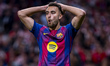 Eric Garcia of FC Barcelona appears disappointed after missing a goal during the LaLiga EA...