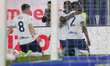 Denzel Dumfries celebrates a goal during the match between Como 1907 and FC Internazionale...