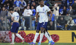 Denzel Dumfries celebrates a goal with teammates during the match between Como 1907 and FC...