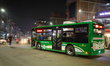 An electric vehicle used for a night shuttle service in Kathmandu Valley rolls out from th...