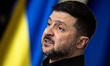 Ukrainian President Volodymyr Zelensky is pictured during a press conference at the Chance...