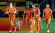 Esmee Brugts of the Netherlands scores to make it 2-1 and celebrates with teammate Renee v...