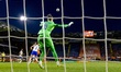 France goalkeeper Pauline Peyraud-Magnin is seen during the European qualifying match betw...