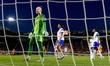France goalkeeper Pauline Peyraud-Magnin is seen during the European qualifying match betw...