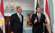 Egyptian Foreign Minister Badr Abdelatty (L) meets with U.S. Secretary of State Marco Rubi...