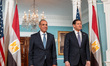 Egyptian Foreign Minister Badr Abdelatty (L) meets with U.S. Secretary of State Marco Rubi...