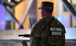 Members of the National Guard patrol the area of the Navy Yard Metro Station along with Me...