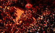 Nepali revelers celebrate Sindoor Jatra, also known as Bhuyu Sinha, as part of the Biska J...