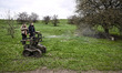 Design engineer Denys attends trials of ground robotic complexes at a training ground on A...