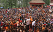 A wide view shows the crowded area of Bode, where thousands of people gather to witness th...