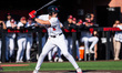 Trey Wells of the Rutgers Scarlet Knights is at bat during an NCAA baseball game at Bainto...