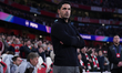 Mikel Arteta, manager of Arsenal, during the UEFA Champions League Quarter Finals match be...