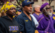 Union members gather by the thousands on Park Avenue in Manhattan, New York City, on April...