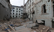 A four-storey building is damaged following a military operation in Dnipro, Ukraine, on Ap...