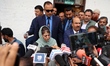 PDP President Mehbooba Mufti speaks to journalists after concluding the ''Kath Ba'ath'' (l...