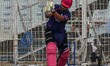 Rajasthan Royals batter Vaibhav Sooryavanshi is seen during practice at Eden Gardens crick...
