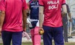 Rajasthan Royals batter Shimron Hetmyer is seen during practice at Eden Gardens cricket gr...