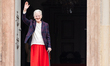 Queen Margrethe of Denmark with her dog Tillia at the celebration of her 86th birthday in...