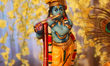 A traditional Vishu kani setting with an idol of Lord Krishna is seen in a home during the...