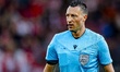 Referee Sven Jablonski officiates during the Conference League quarter-final match between...