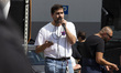 An activist delivers a speech in front of the courthouse during a demonstration on April 1...