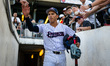 George Lombard Jr. of the Somerset Patriots enters the field before a Minor League Basebal...
