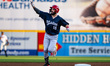 Alex Binelas of the Reading Fightin Phils celebrates during a Minor League Baseball game a...