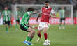 Gabri Martinez of SC Braga competes for the ball with Hector Bellerin of Real Betis during...