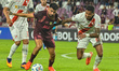 Marcelino Moreno, a Lanus player, challenges for the ball with an Always Ready player duri...