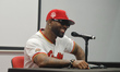 Jose Reyes, former shortstop for the New York Mets, speaks during a press conference befor...