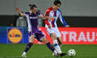 Jack Harrison of A.C.F. Fiorentina and Daichi Kamada of Crystal Palace F.C. are in action...