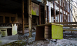 A dilapidated school is seen in Prypiat, a city abandoned after the Chornobyl accident, in...