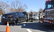 Firefighters respond to the scene of a vehicle accident in Toronto, Ontario, Canada, on Ap...