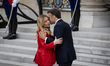 France's President Emmanuel Macron welcomes Italy's Prime Minister Giorgia Meloni before a...