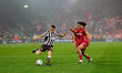 Martijn Kaars (FC St. Pauli) and Jahmai Simpson-Pusey (FC K0ln) battle for the ball during...