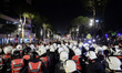 Protesters confront riot police during an opposition demonstration outside the Prime Minis...