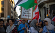 Pro-Palestinian demonstrators gather in Madrid, Spain, on a Friday, marching from Atocha t...