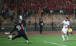 CR Belouizdad's goalkeeper Farid Chaal saves a ball during the match between Zamalek (Egyp...