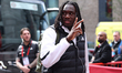Calvin Bassey of Fulham arrives at the stadium ahead of the Premier League match between B...