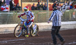 Jake Mulford of Redcar Bears crosses the line to win Heat 2 in the Knockout Cup Quarter Fi...